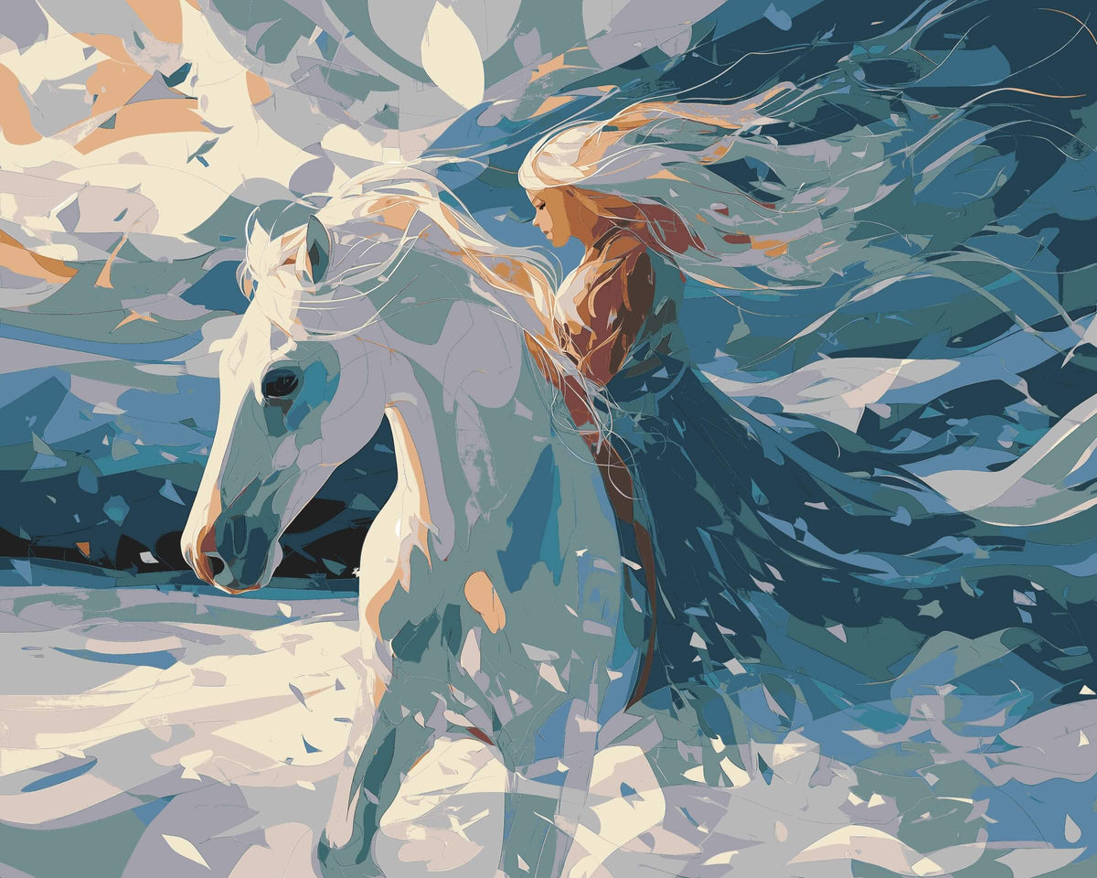 Malen nach Zahlen Pferd in Wellen