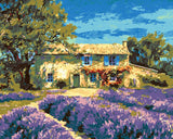 Malen nach Zahlen Blumen Lavendel vor Gehöft