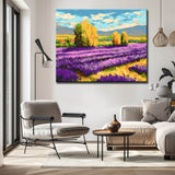 Malen nach Zahlen Blumen Lavendelfeld vor Dorf