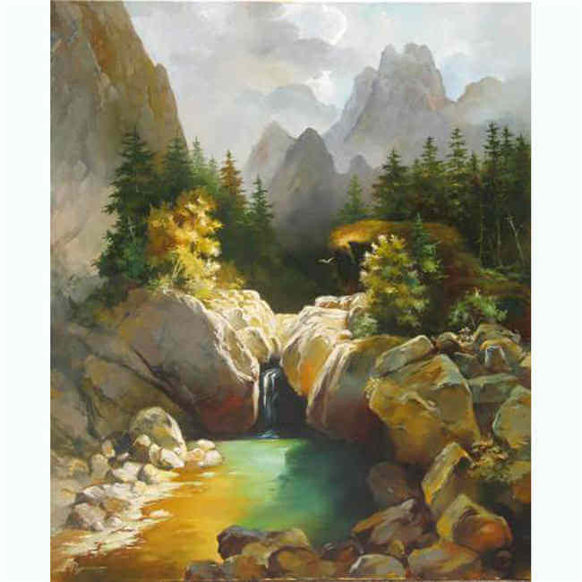 Malen nach Zahlen Alpen Bach