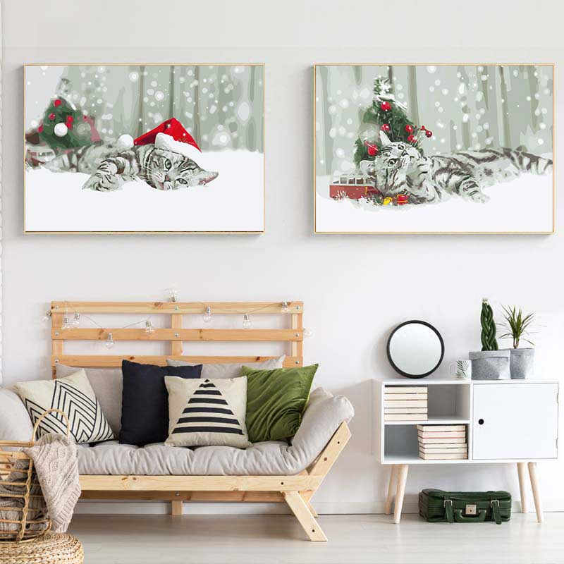 Malen nach Zahlen Weihnachten Katze