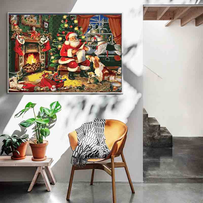 Malen nach Zahlen WeihnachstMann am Kamin