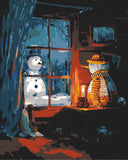 Malen nach Zahlen SchneeMann im Garten