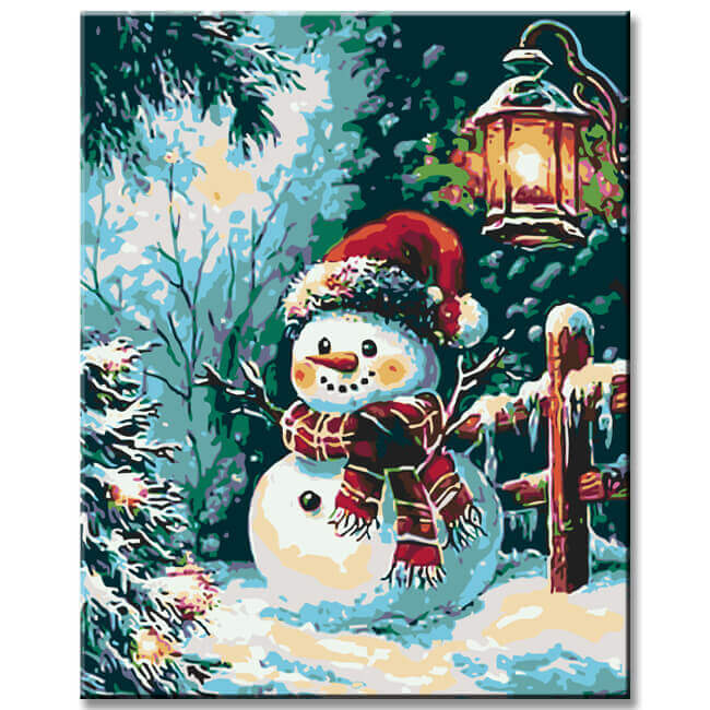 Malen nach Zahlen schneeMann mit laterne