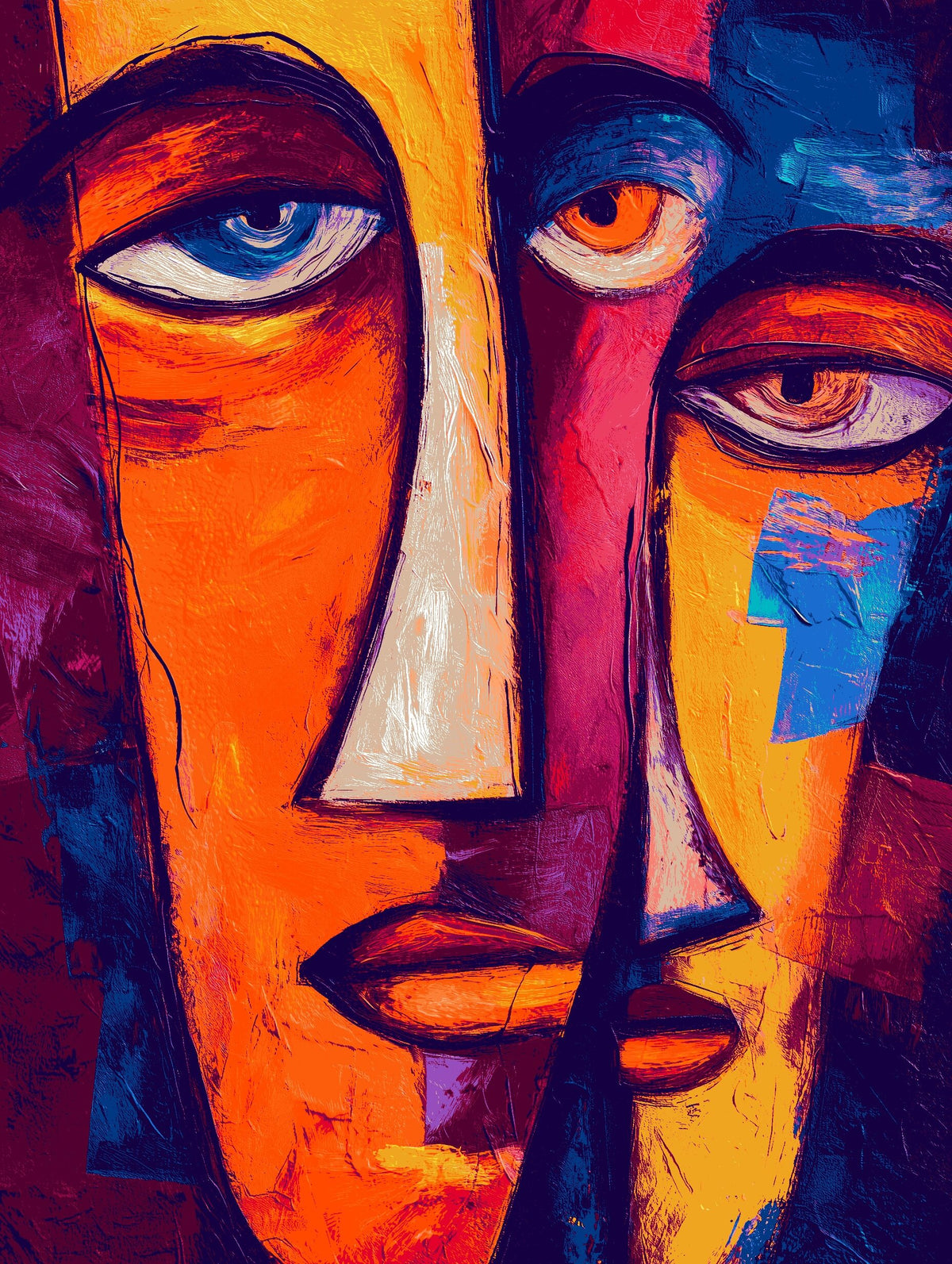 Malen nach Zahlen Abstrakte Kunst Gesichter Urbane Welt Schwestern