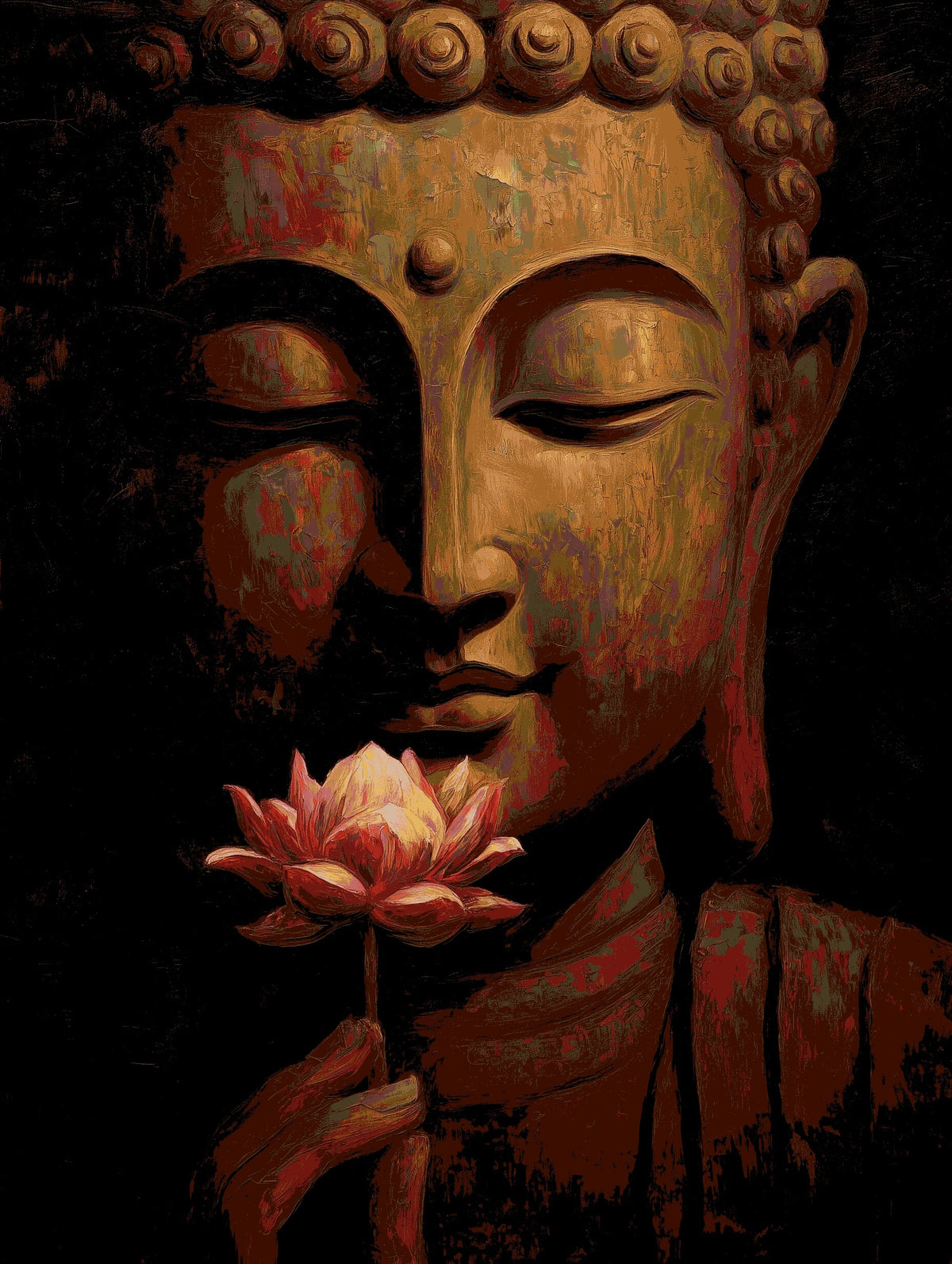 Malen nach Zahlen Buddha Frau Weisse Blume
