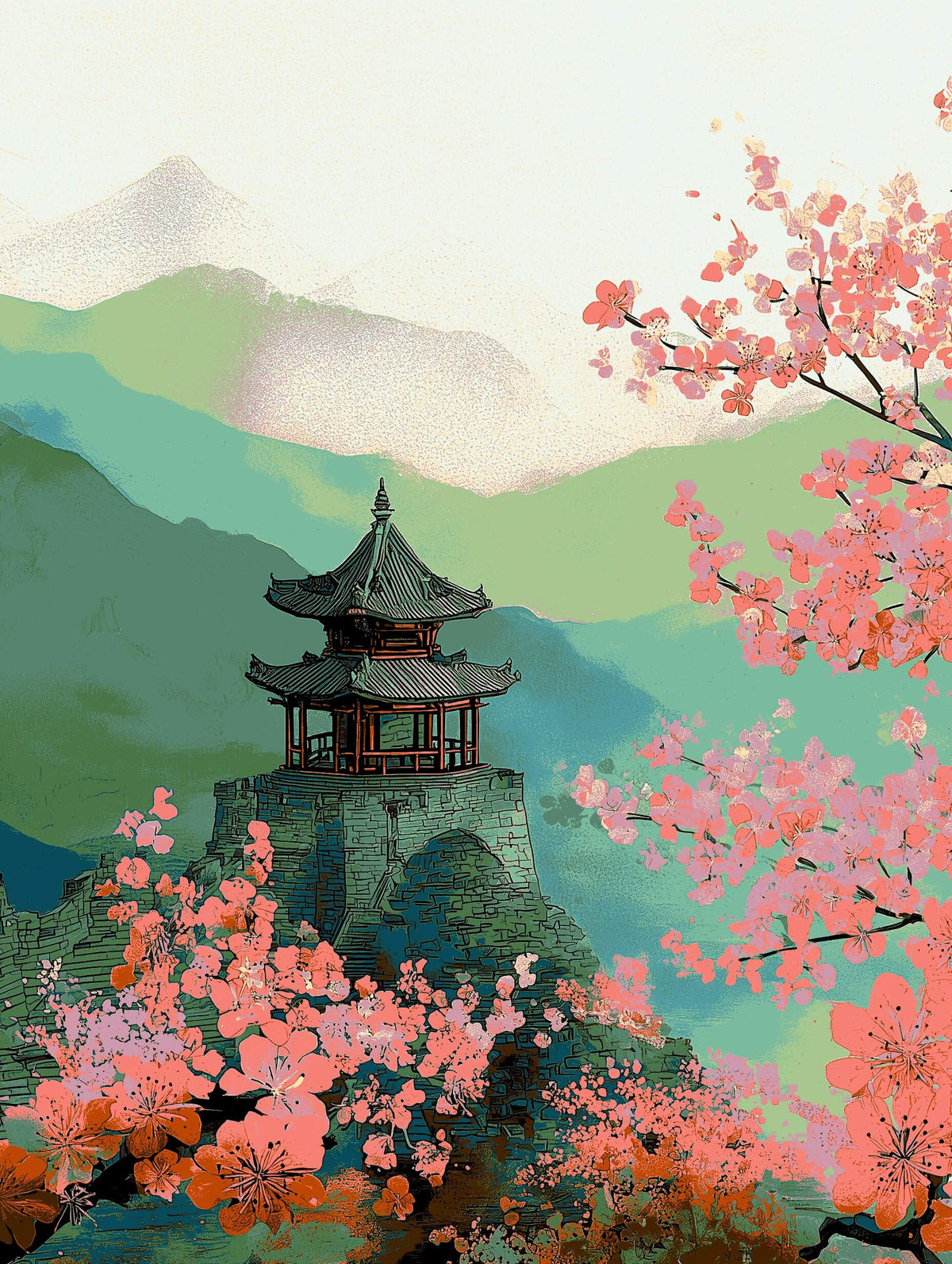 Malen nach Zahlen Blühender Garten mit Pavillon in China 2-teilig