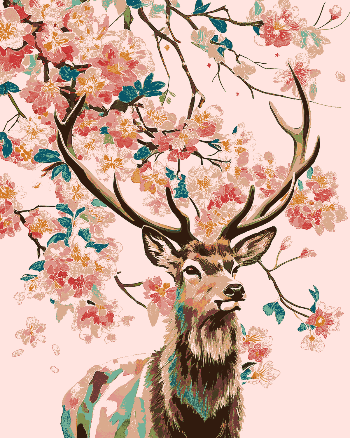 Malen nach Zahlen für Erwachsene Tiere Blumen Elch Orchideen