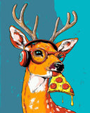 Malen nach Zahlen Elch mit Pizza