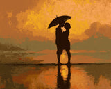 Malen nach Zahlen Paar am meer unter schirm menschen