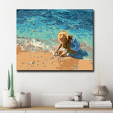 Malen nach Zahlen Kind am Strand