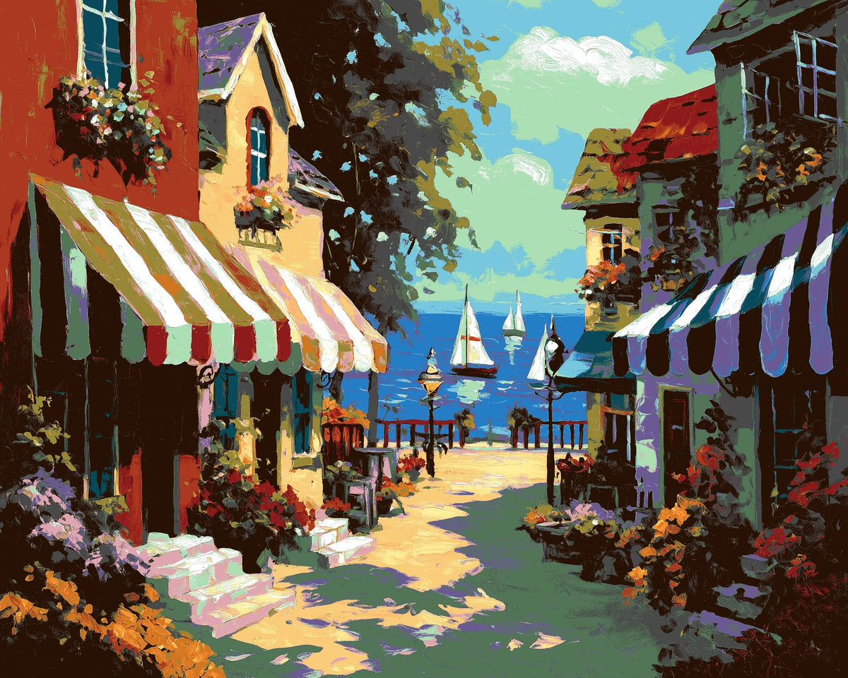 Malen nach Zahlen für Erwachsene Café am Meer