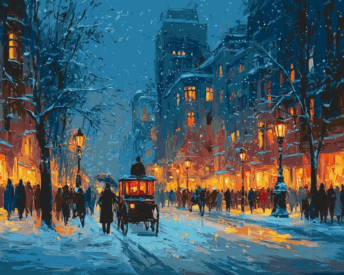 Malen nach Zahlen stadt winter im 19 jahrhundert