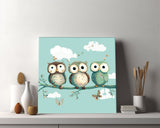 Malen nach Zahlen für Erwachsene Tiere Comic Eulen Freunde