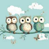 Malen nach Zahlen für Erwachsene Tiere Comic Eulen Freunde