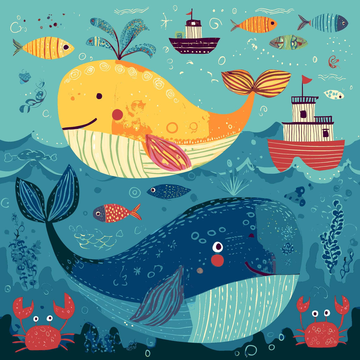 Malen nach Zahlen Comic Meeresleben