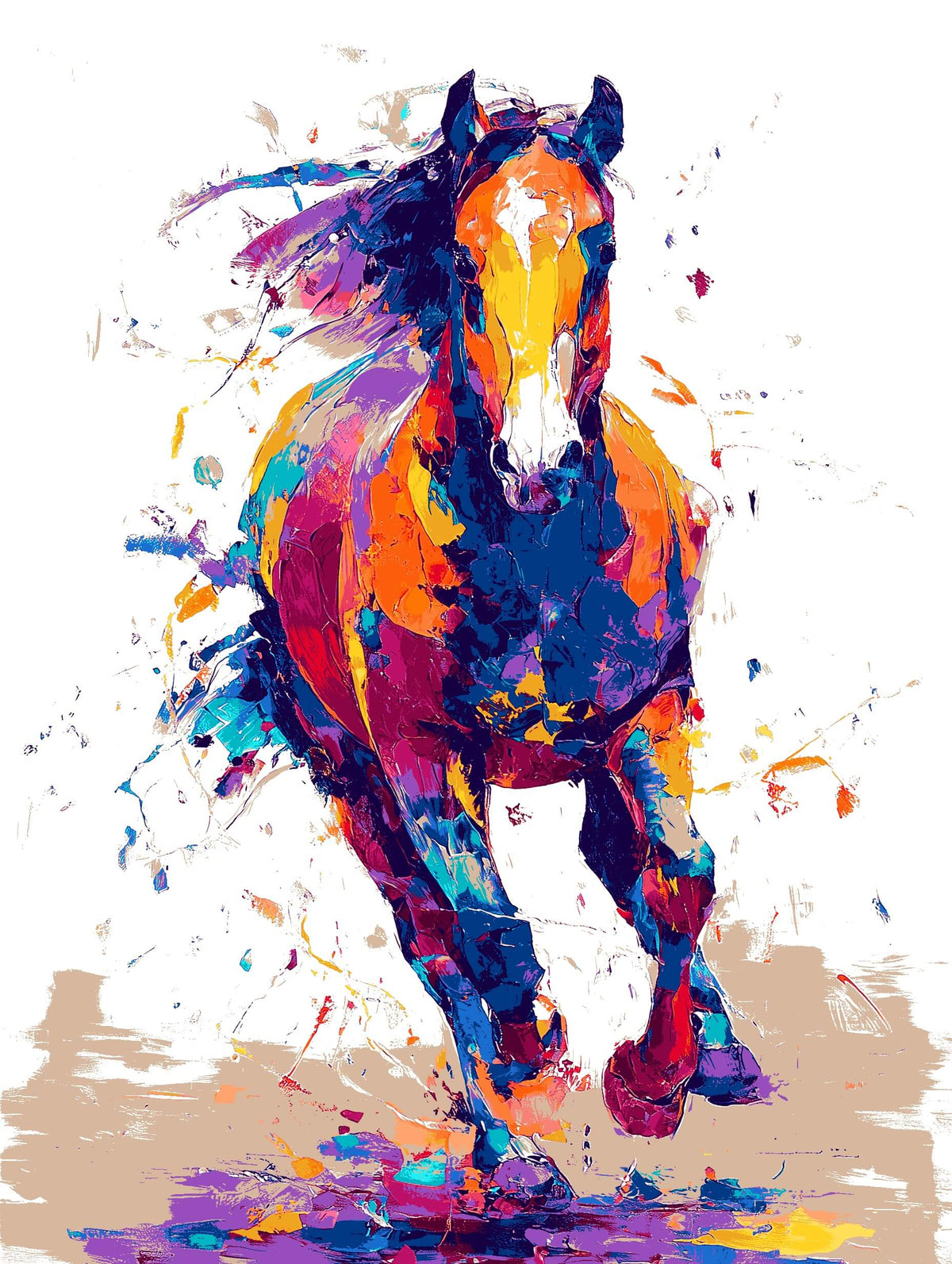 Malen nach Zahlen Ein Pferd in Regenbogenfarben