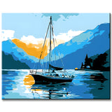 Malen nach ZahlenSegelboot auf dem See