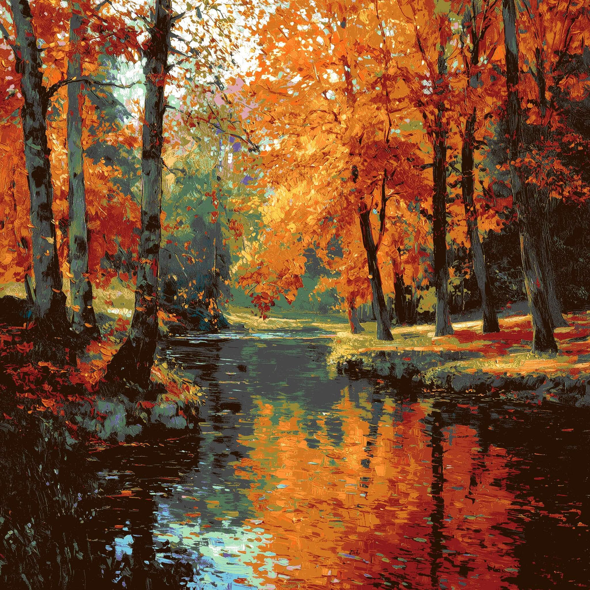 Malen nach Zahlen Wald Bachlauf