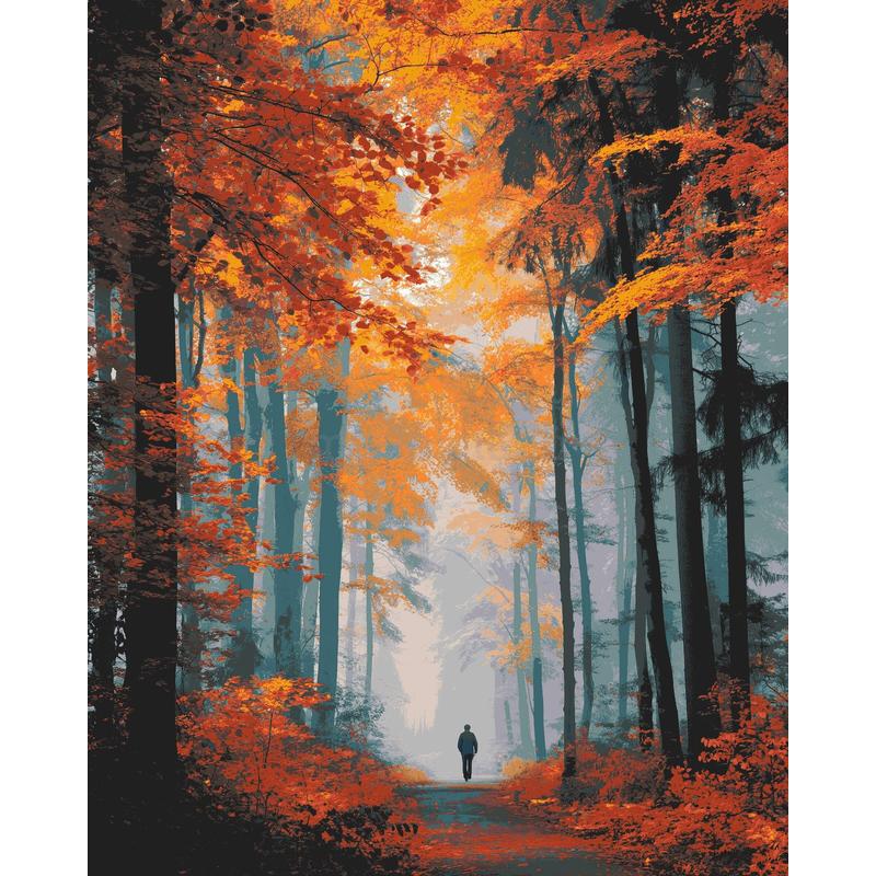 Malen nach Zahlen Herbst Allee