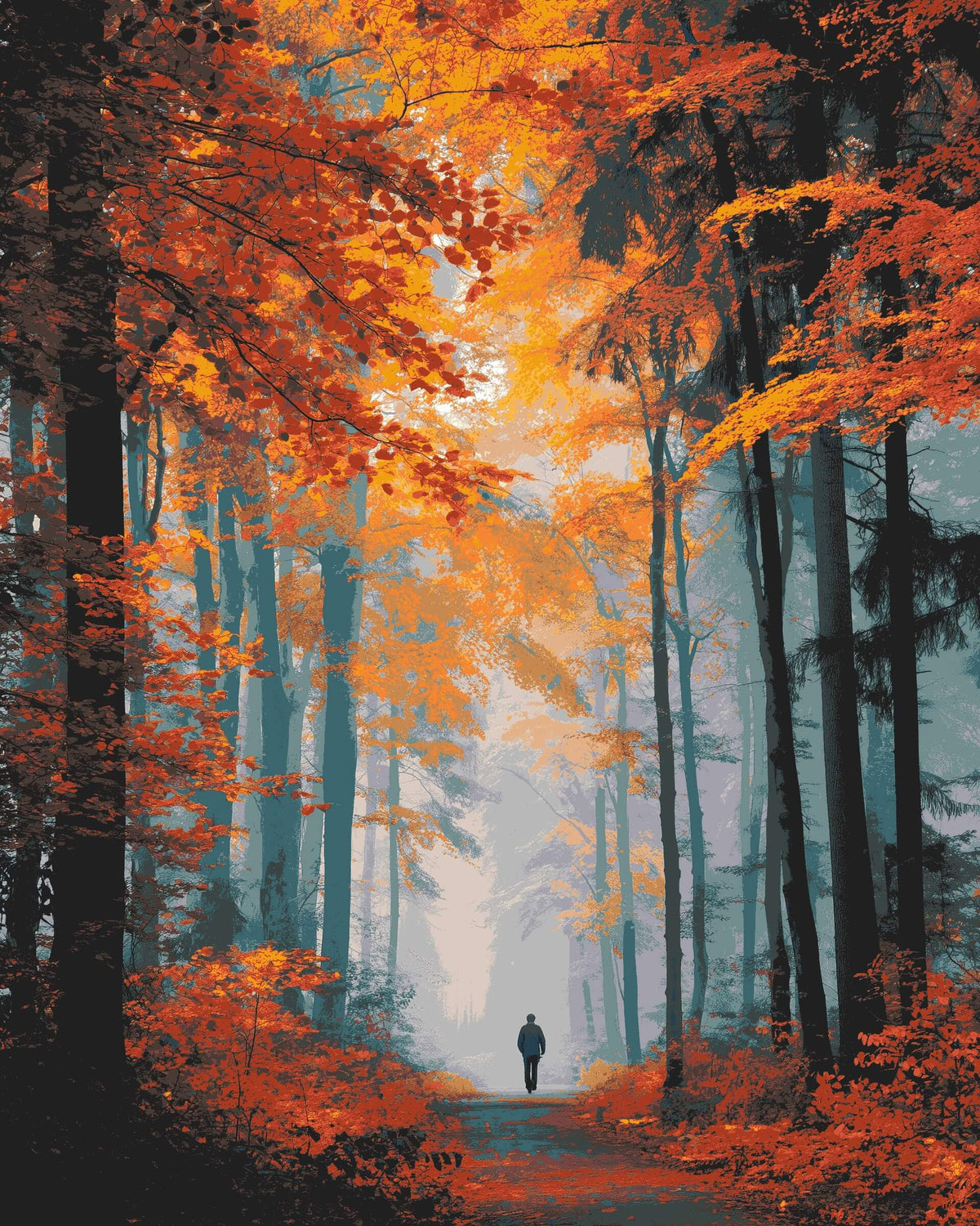 Malen nach Zahlen Herbst Allee