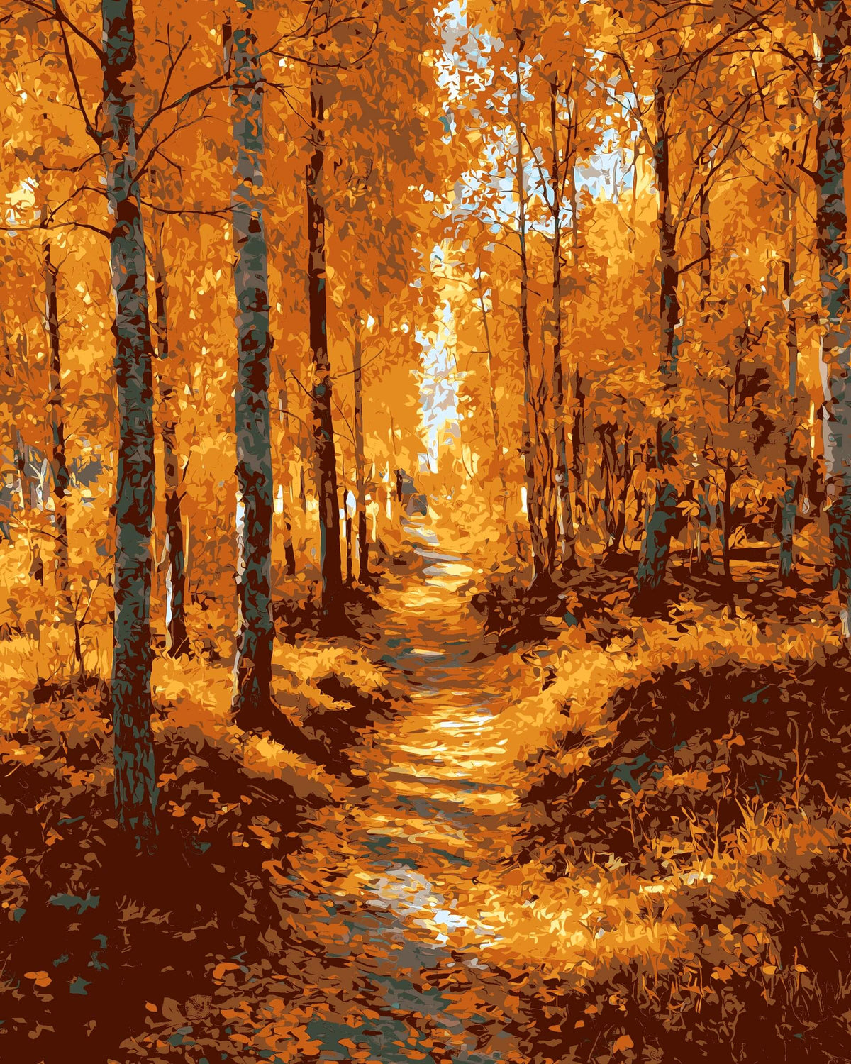 Malen nach Zahlen Goldene Bäume