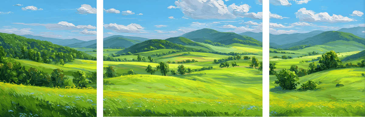Malen nach Zahlen Landschaft Felder - 3-teilig (Triptychon)