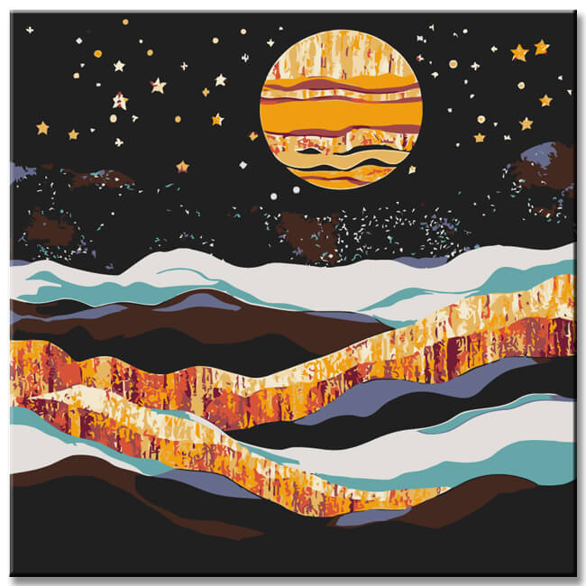 Malen nach Zahlen Sterne Glitzer Mond Sonne