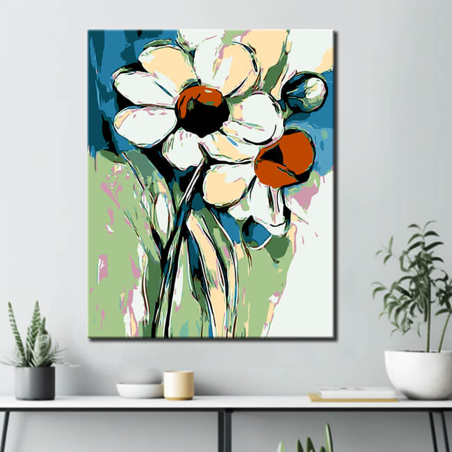 Malen nach Zahlen Blumen abstrakt