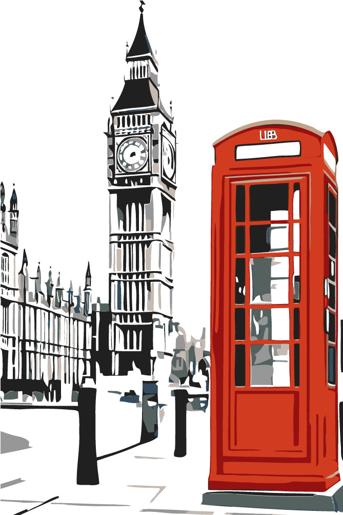 Malen nach Zahlen London Telefonzelle Big Ben