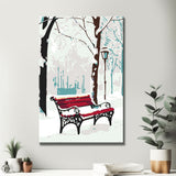 Malen nach Zahlen winter rote parkbank