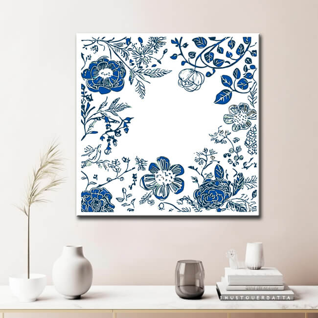 Malen nach Zahlen Pflanzen blau weiss