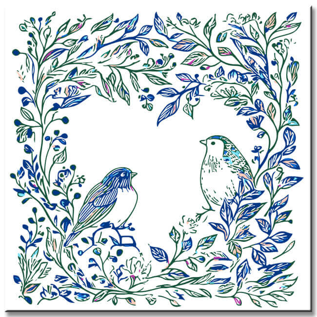 Malen nach Zahlen Pflanzen Vögel blau