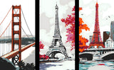 Malen nach Zahlen Funkturm rotweisser Schiffsanleger Paris San Francisco Brücke