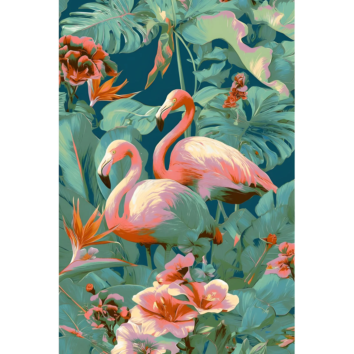 Malen nach Zahlen Tiere Flamingo Blumen