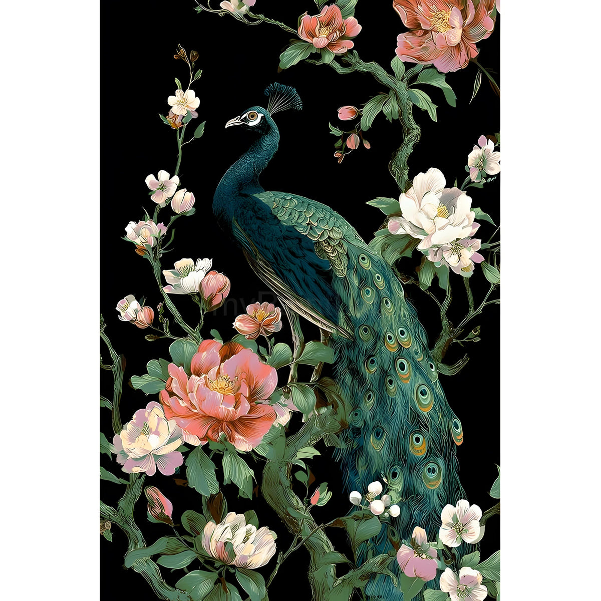 Malen nach Zahlen Tiere Pfau Blumen