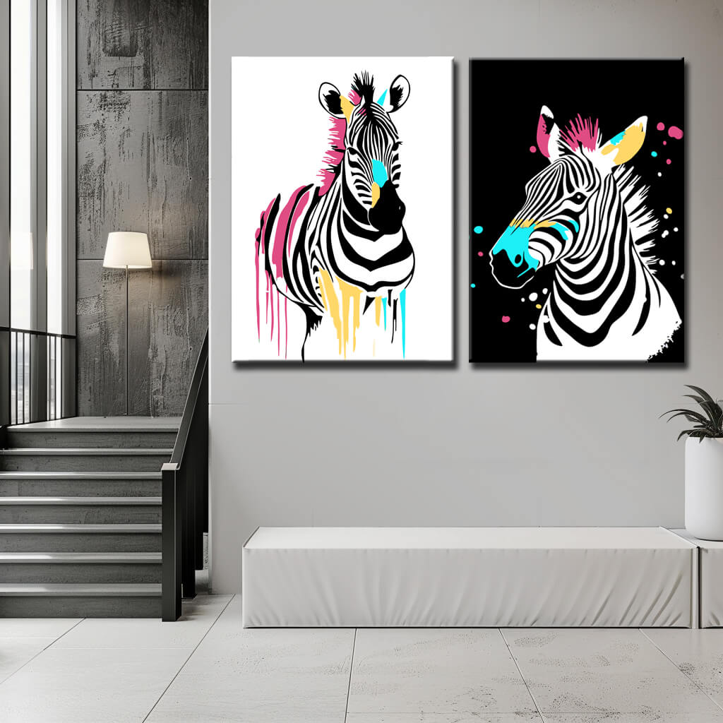 Malen nach Zahlen Zebra Kleckse Zebra Kleckse weiß
