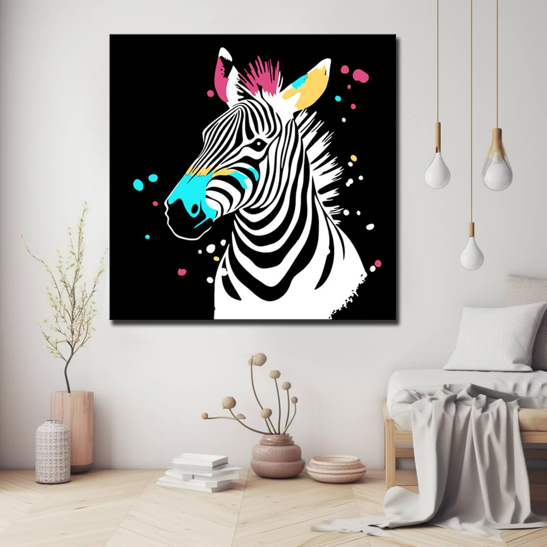 Malen nach Zahlen Tiere Zebra Kleckse