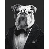 Malen nach Zahlen Hund mit Brille schwarz weiss