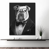 Malen nach Zahlen Hund mit Brille schwarz weiss