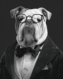 Malen nach Zahlen Hund mit Brille schwarz weiss