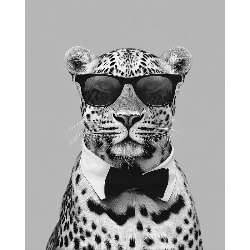 Malen nach Zahlen Cool Leopard schwarz weiss