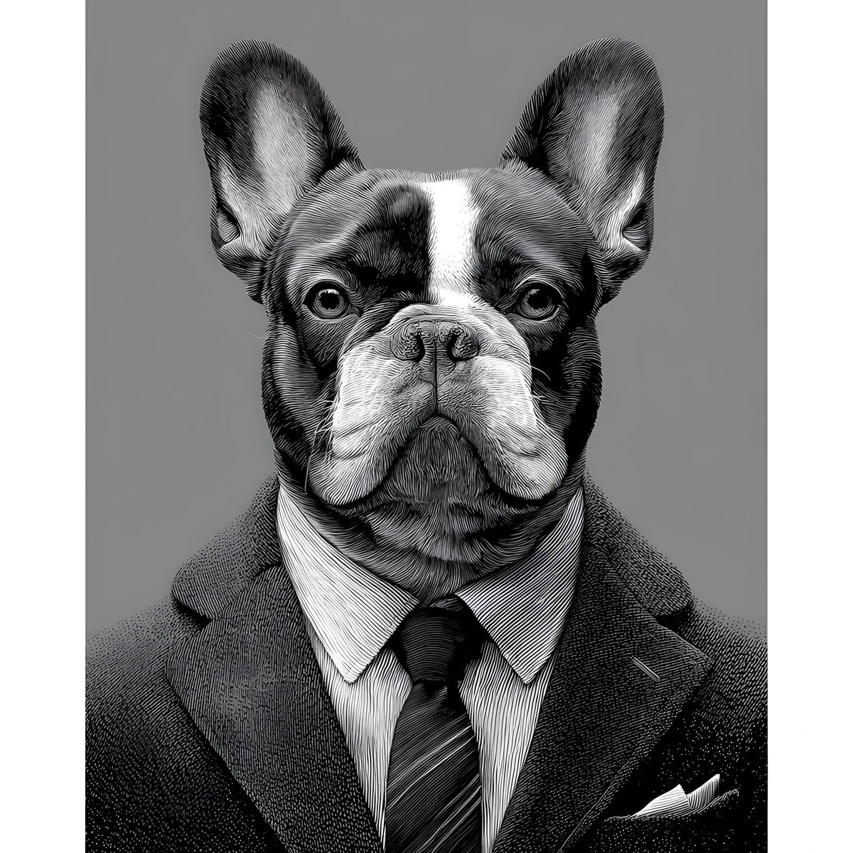 Malen nach Zahlen Hund Business schwarz weiss