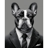 Malen nach Zahlen Hund Business schwarz weiss