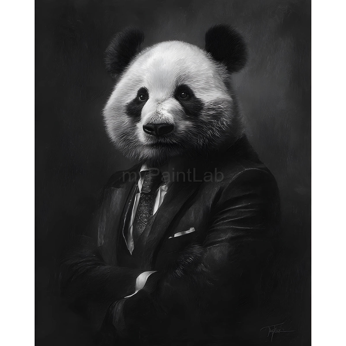 Malen nach Zahlen Panda schwarz weiss