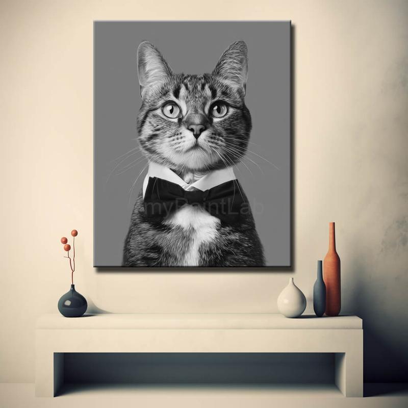 Malen nach Zahlen Katze schwarz weiss