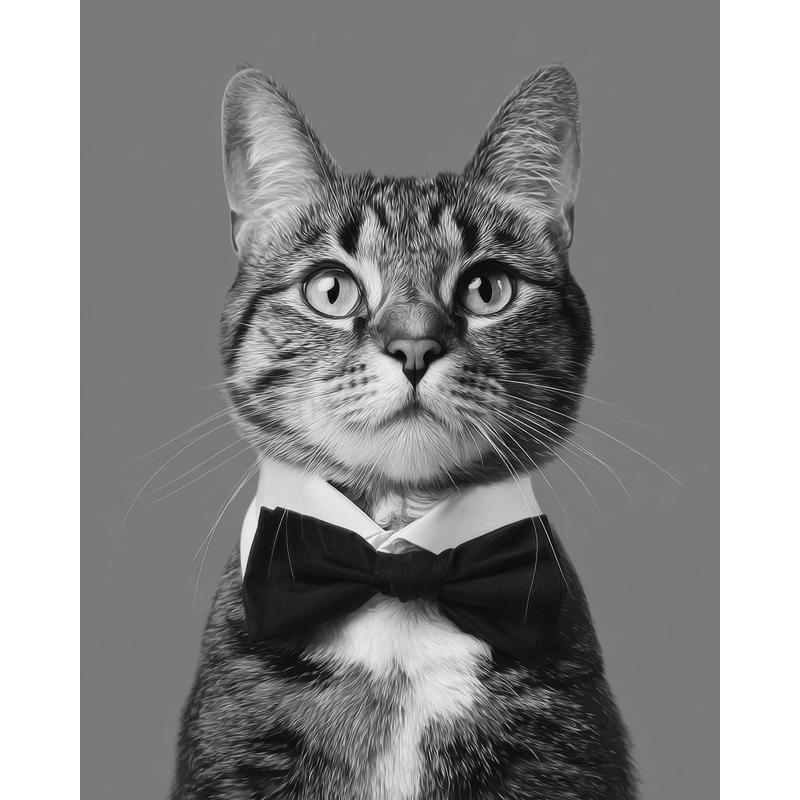 Malen nach Zahlen Katze schwarz weiss