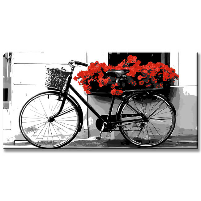 Malen nach Zahlen Fahrrad mit Blumen