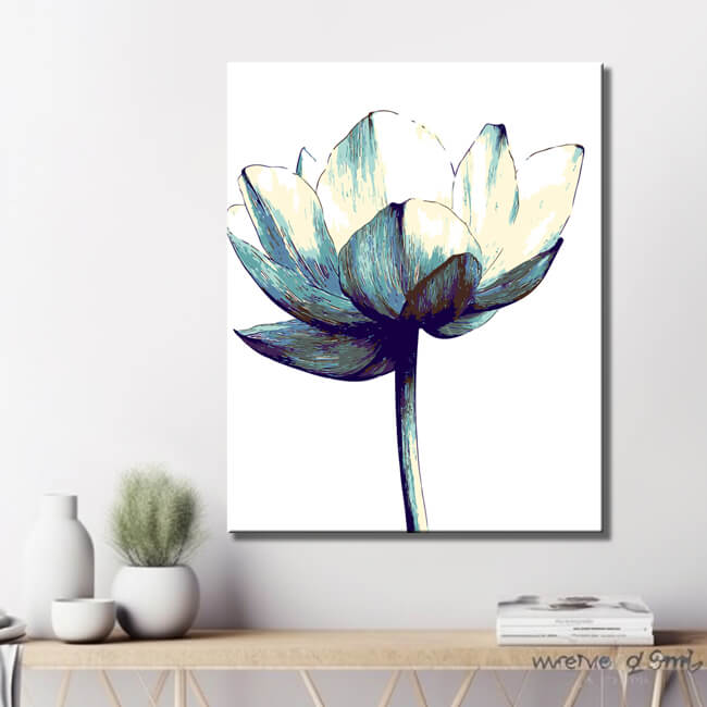 Malen nach Zahlen Blume schwarz weiss
