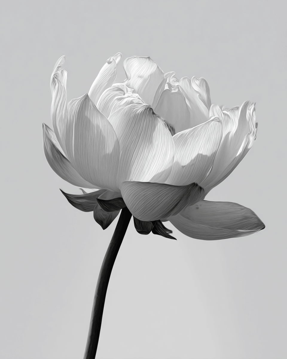 Malen nach Zahlen Blume schwarz weiss